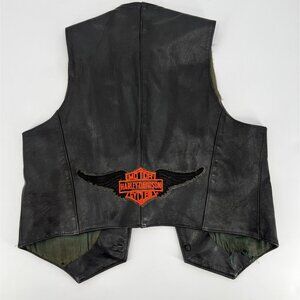 Harley-Davidson‎ Black Leather Vest Size 46
